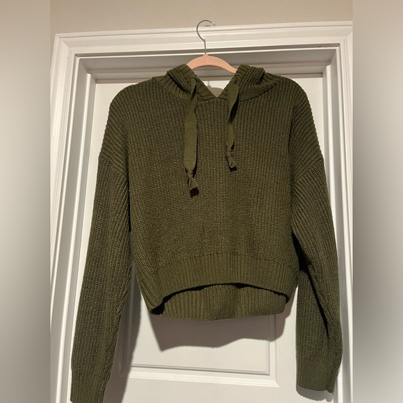 Cropped Knit Hoodie - Picture 1 of 2